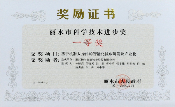 丽水市科学技术进步奖一等奖