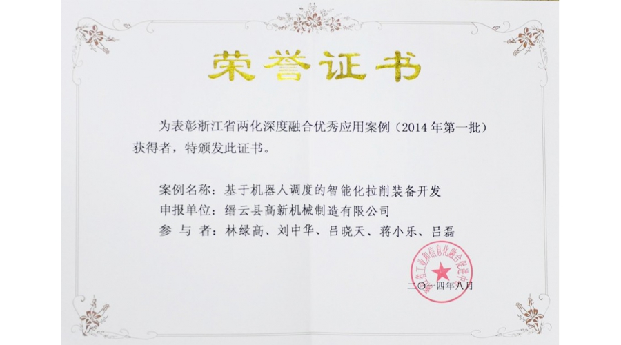 浙江省两化深度融合优秀应用案例